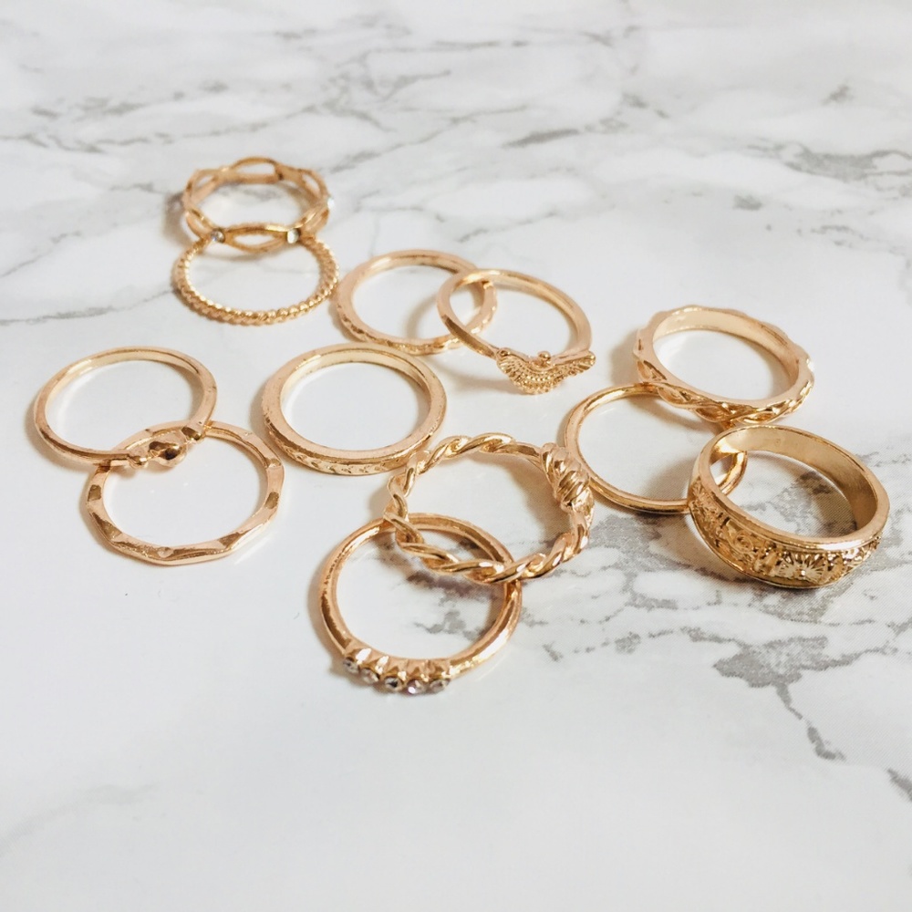 Gold Delicate Stackable Ring Set - Picture 2 of 4